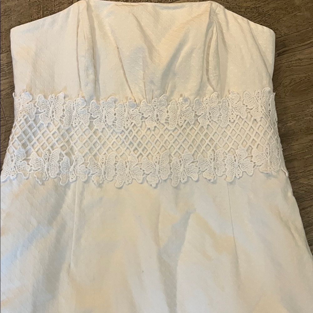 Lilly Pulitzer Strapless White Lace-Trim Sheath Dress - Picture 3 of 5